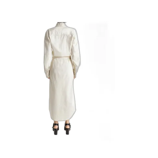 Long-Sleeved Belted Maxi Shirt Dress