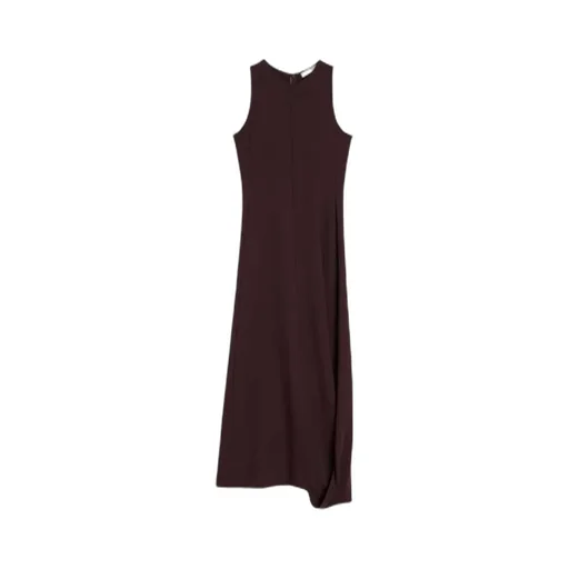 Twisted-Hem Sleeveless Midi Dress