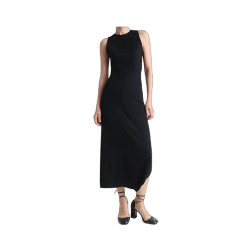 Twisted-Hem Sleeveless Midi Dress