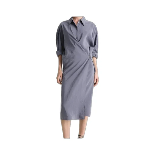 Straight Collar Twisted Dress
