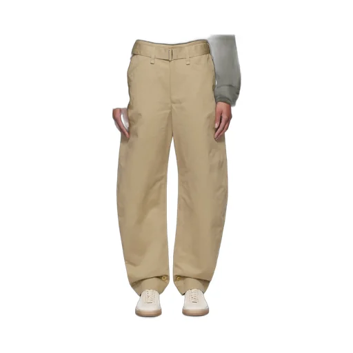Belted Tapered Leg Trousers