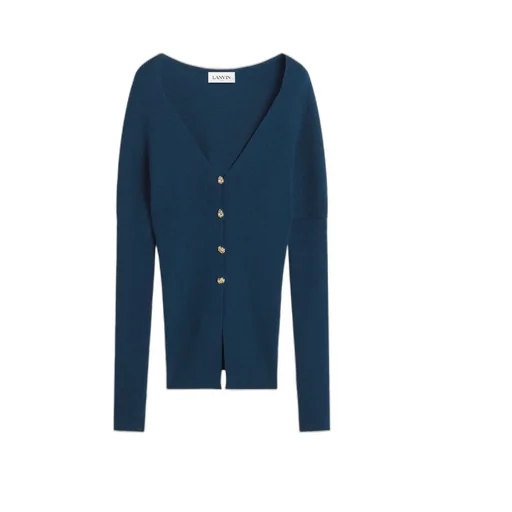 V-Neck Buttoned Long-Sleeved Cardigan