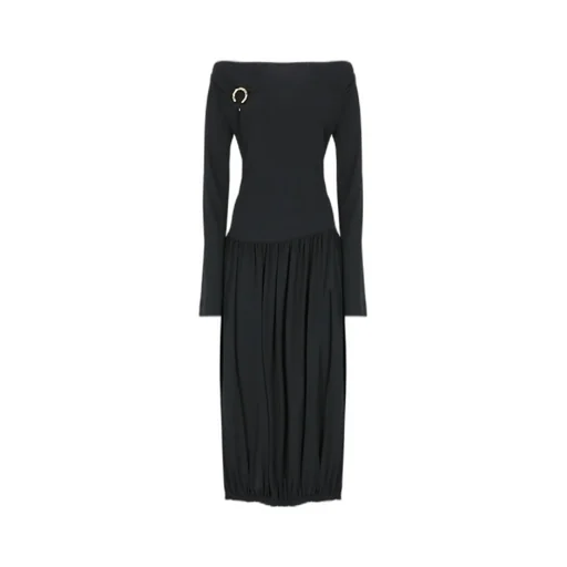 Asymmetric Pleated Midi Dress