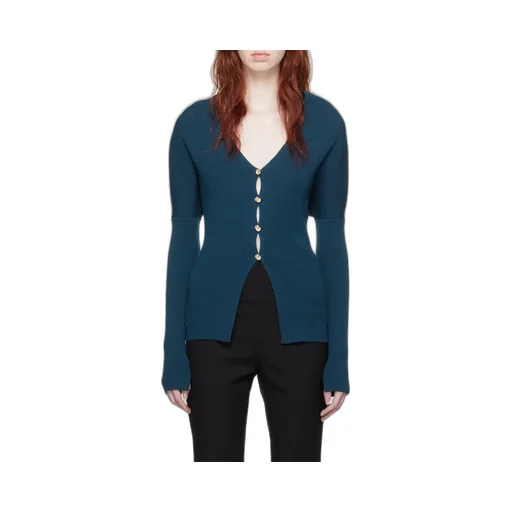 V-Neck Buttoned Long-Sleeved Cardigan