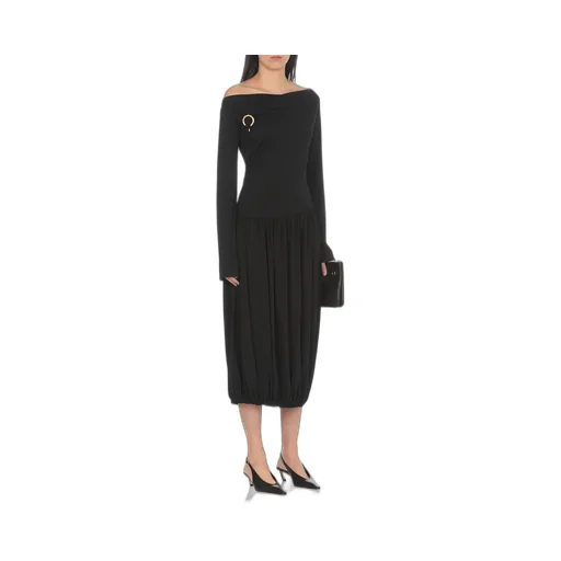 Asymmetric Pleated Midi Dress