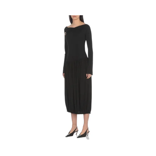 Asymmetric Pleated Midi Dress