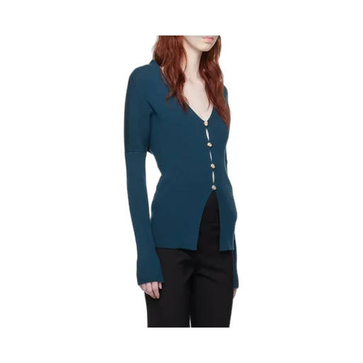 V-Neck Buttoned Long-Sleeved Cardigan