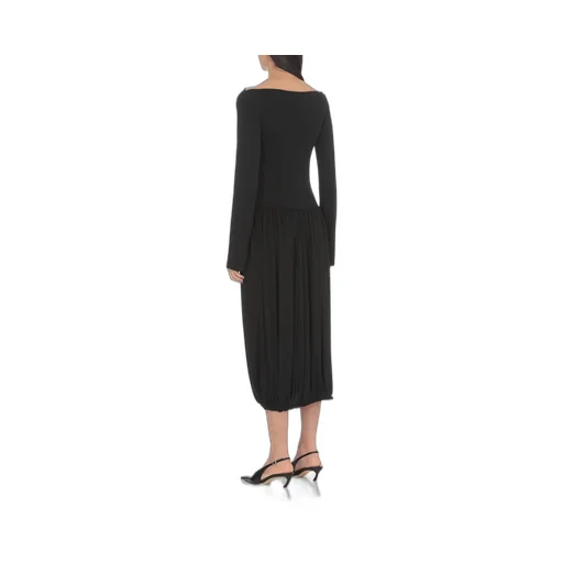 Asymmetric Pleated Midi Dress