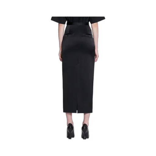Satin Straight Hem Midi Skirt