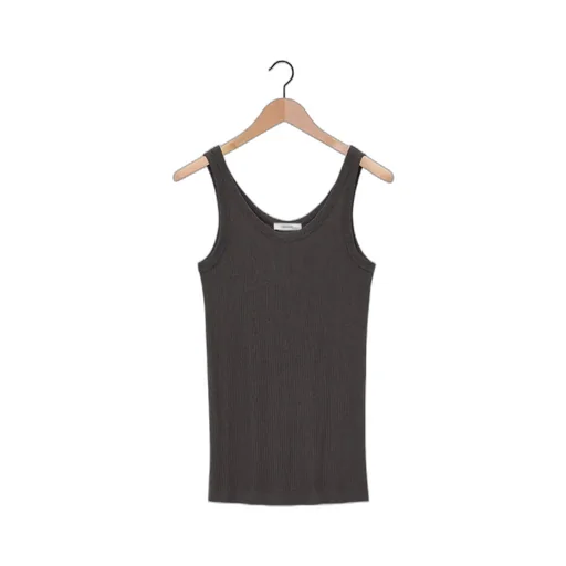 Fine-Ribbed Scoop Neck Tank Top