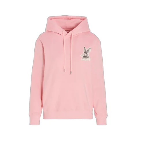 Rabbit-Embroidered Drawstring Hoodie