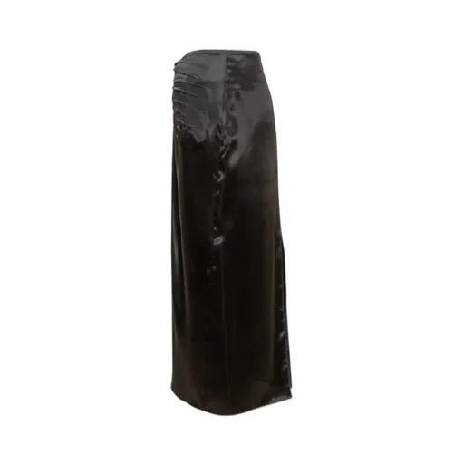 Ruched Satin Midi Skirt