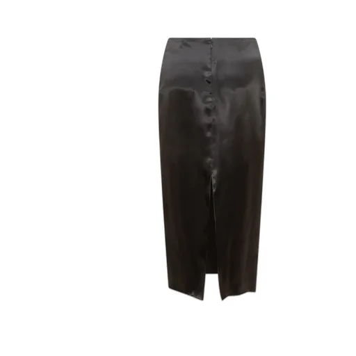 Ruched Satin Midi Skirt