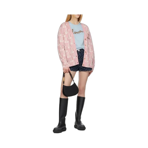 Monogram-Pattern Knitted Cardigan