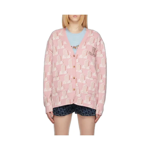 Monogram-Pattern Knitted Cardigan