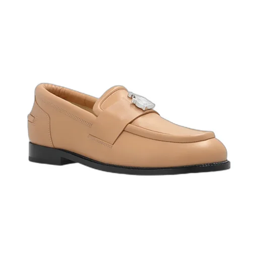 Logo Tag Round Toe Loafers