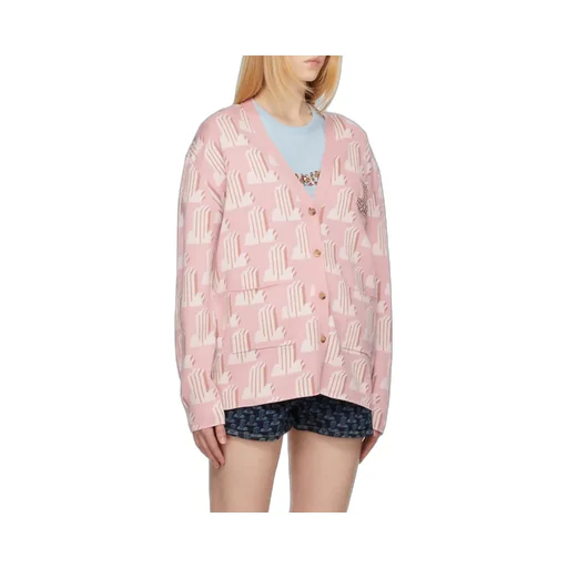 Monogram-Pattern Knitted Cardigan