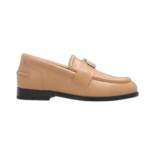 Logo Tag Round Toe Loafers