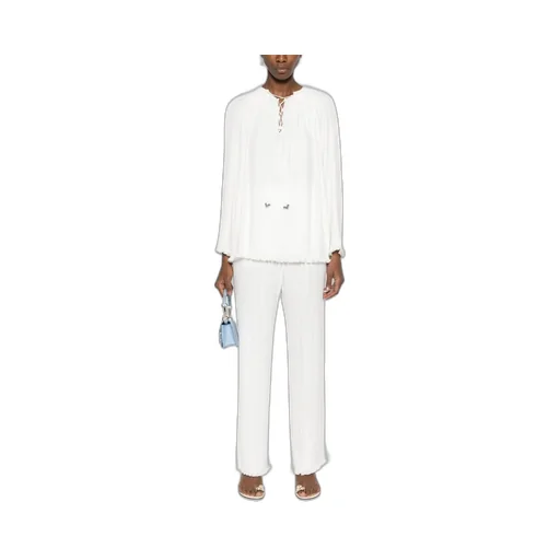 Ruffled Hem Pleated Blouse