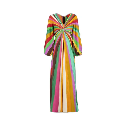 Rainbow-Print Maxi Dress