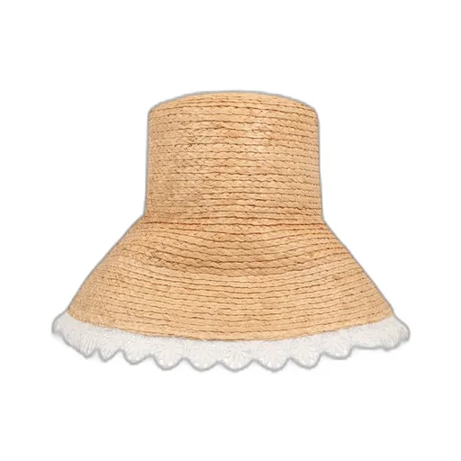 Lace-Trimmed Straw Hat