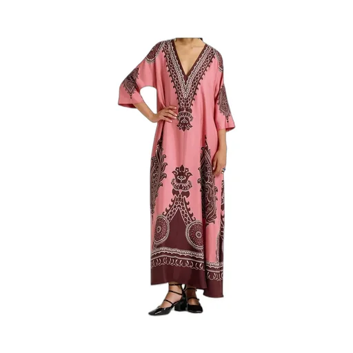 Embroidered V Neck Dress