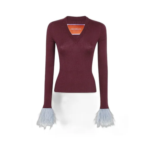 V-Neck Slim-Cut Knitted Jumper