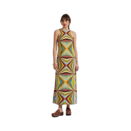 Racer Geometric-Print Maxi Dress
