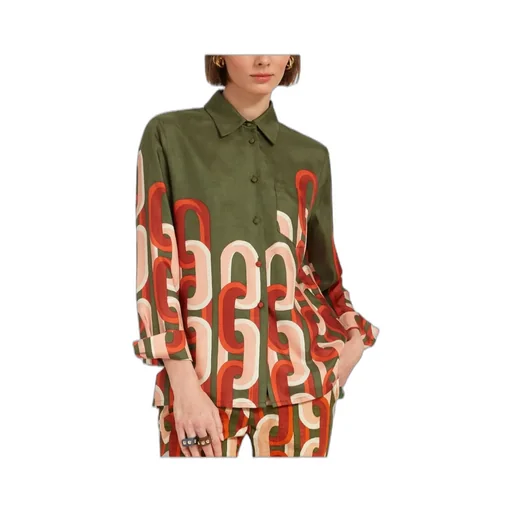 Silk Geometric Print Shirt