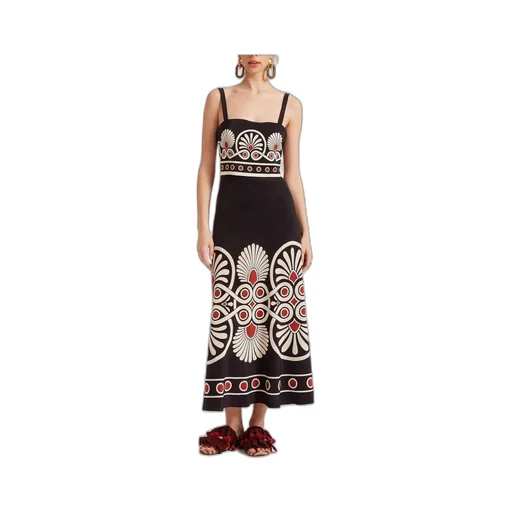 Slip-Around Geometric-Print Dress
