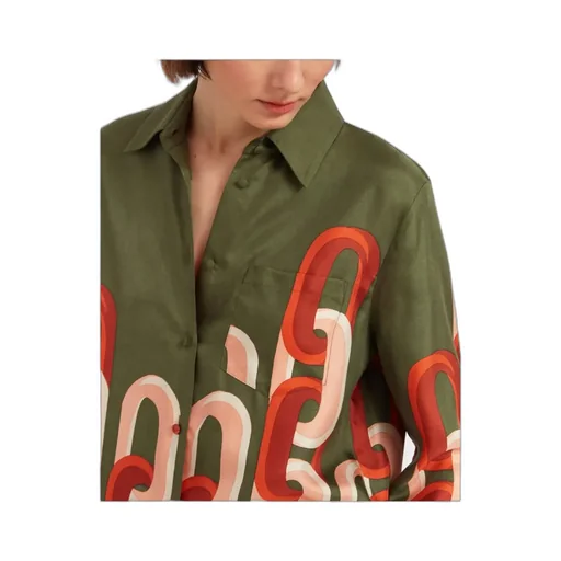 Silk Geometric Print Shirt
