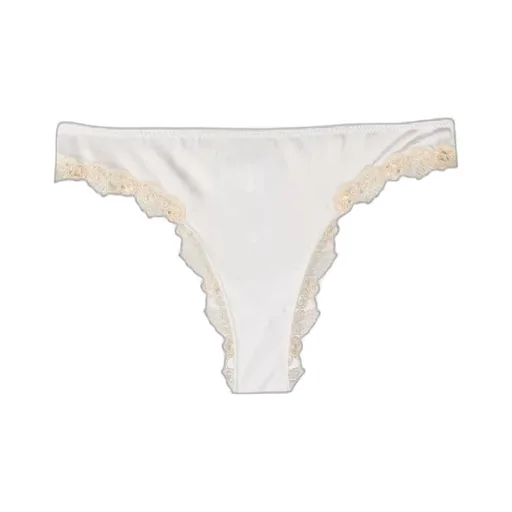 Embroidered Trim Scalloped Edge Thong