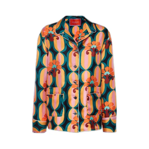 Geometric Print Silk Shirt