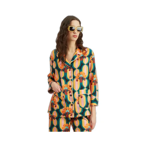 Geometric Print Silk Shirt