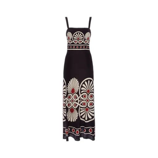 Slip-Around Geometric-Print Dress