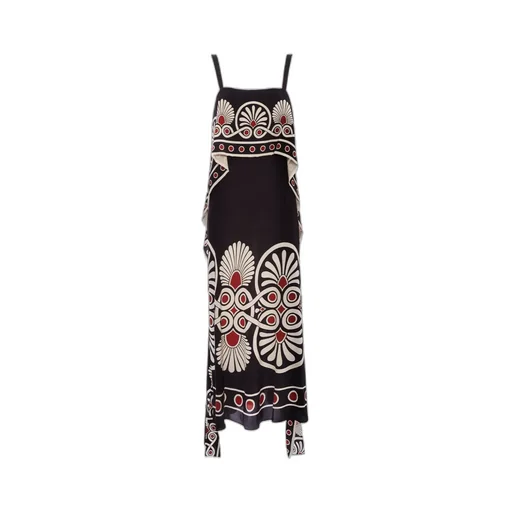 Slip-Around Geometric-Print Dress