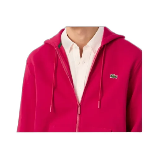 Logo Patch Zip-Up Drawstring Hoodie