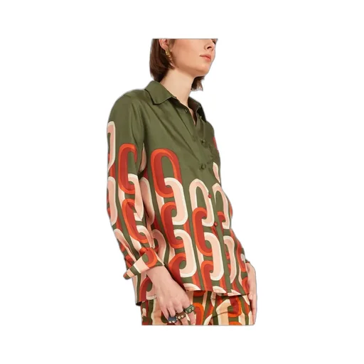 Silk Geometric Print Shirt