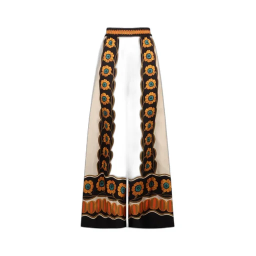 Printed Wide Leg Trousers