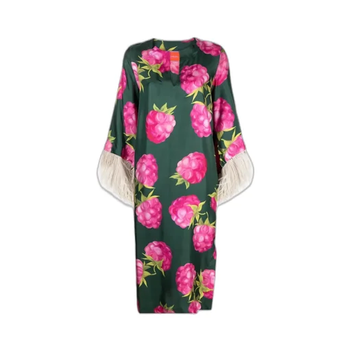 Feather-Trim Silk-Blend Midi Dress