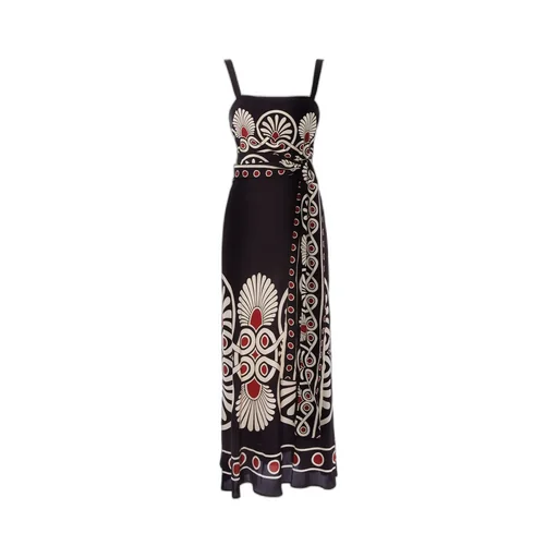 Slip-Around Geometric-Print Dress