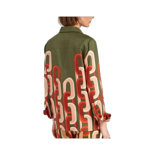 Silk Geometric Print Shirt