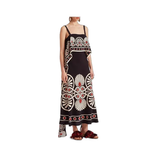 Slip-Around Geometric-Print Dress