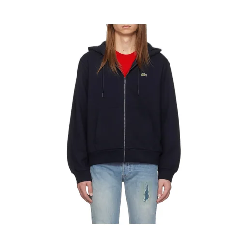 Logo Patch Zip-Up Drawstring Hoodie