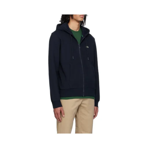 Logo Patch Zip-Up Drawstring Hoodie