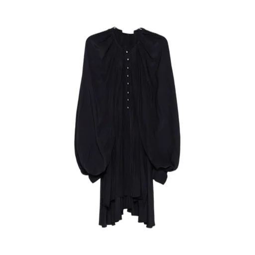 Pleated Button-Front Mini Dress