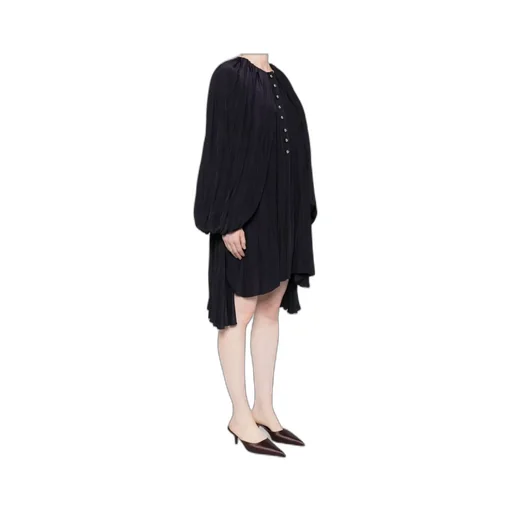 Pleated Button-Front Mini Dress