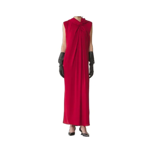Long Knotted Dress In Satin