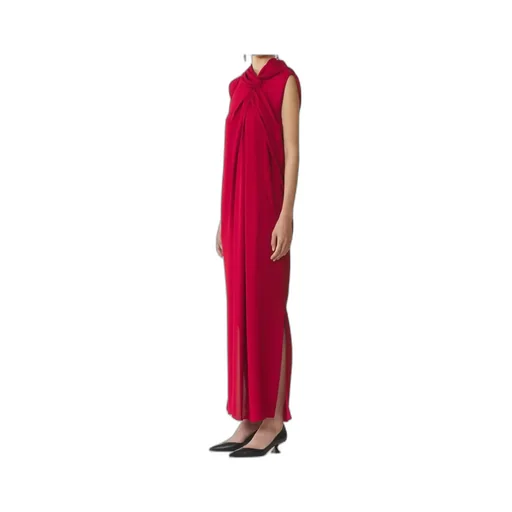 Long Knotted Dress In Satin