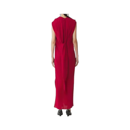 Long Knotted Dress In Satin